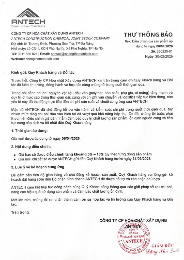 Antech tong bao dieu chinh tang gia ap dung tu ngay 06.04.2026